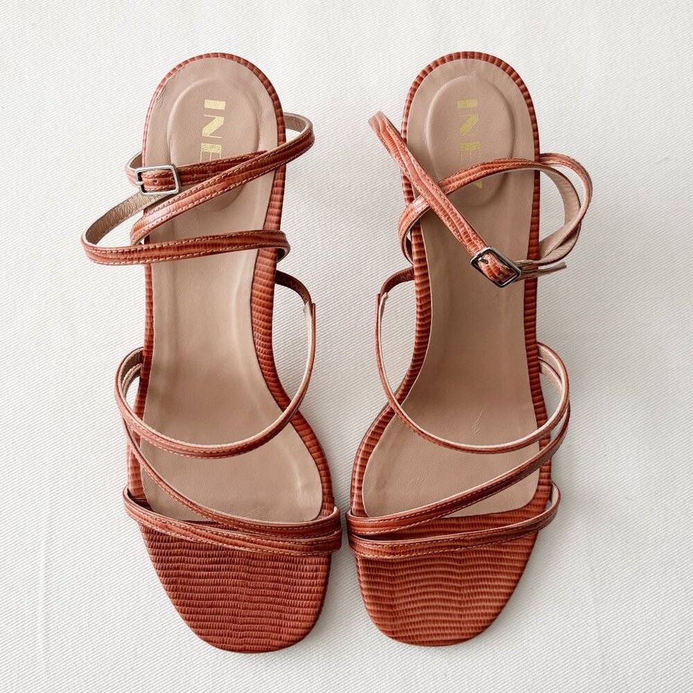 NWOT Sofia Leather Heel Sandal in Nude Pink (Fits Like a Normal 9)